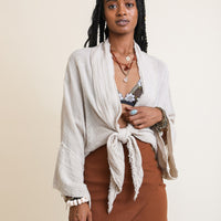 Flounce Sleeve Kimono Wrap