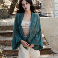 Flounce Sleeve Kimono Wrap