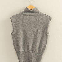 Sleeveless High Neck Knit Top