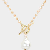 Pearl Pendant Toggle Necklace
