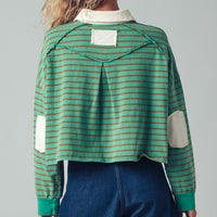 Striped Polo Long Sleeve Top