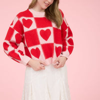 Heart Checkered Sweater
