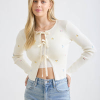 Floral Tie Knit Cardigan