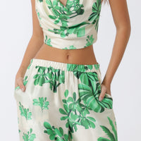 Tropical Palm Tie Back Top