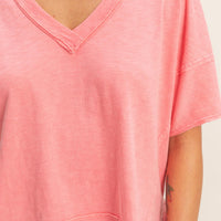 Oversized V-Neck Short Sleeve Top
