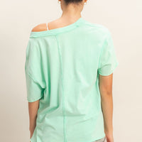 Washed V-Neck Oversized Tee