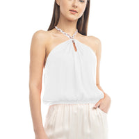 Braided Halter Satin Top