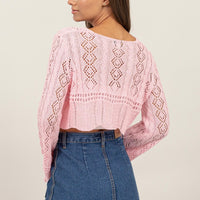 Pointelle Bell Sleeve Crop