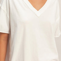 Washed V-Neck Oversized Tee