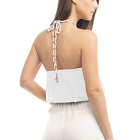 Braided Halter Satin Top