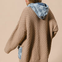 Checker Zip Up Sweater Cardigan