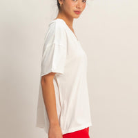 Washed V-Neck Oversized Tee