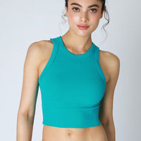 Ribbed High Neck Crop
