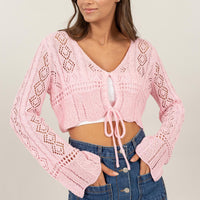 Pointelle Bell Sleeve Crop