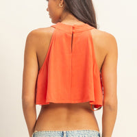 Pleated Ruffle Crop Top