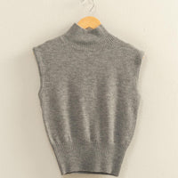 Sleeveless High Neck Knit Top