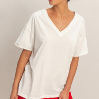 Washed V-Neck Oversized Tee