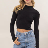 Ribbed Mock Neck Long Sleeve