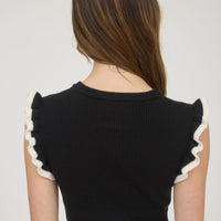 Knit Ruffle Sleeve Top