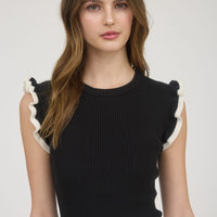 Knit Ruffle Sleeve Top