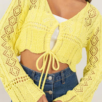 Pointelle Bell Sleeve Crop