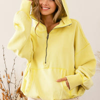 Stitch Detailed Half Zip Hoodie