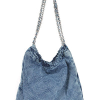 Denim Quilted Large Shoulder Bag