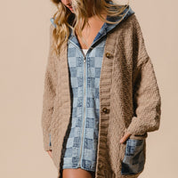 Checker Zip Up Sweater Cardigan