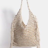 Long Fringe Braided Tote Bag