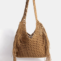 Long Fringe Braided Tote Bag