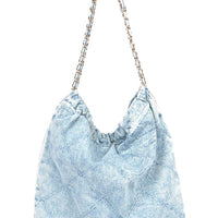 Denim Quilted Large Shoulder Bag