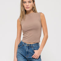 Mock Neck Sleeveless Crop