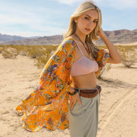 Tropical Drape Sleeve Kimono