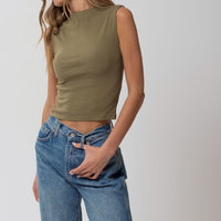 Mock Neck Sleeveless Crop