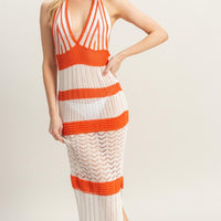Crochet Striped Coverup Maxi