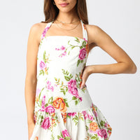 Rose Floral Puff Dress