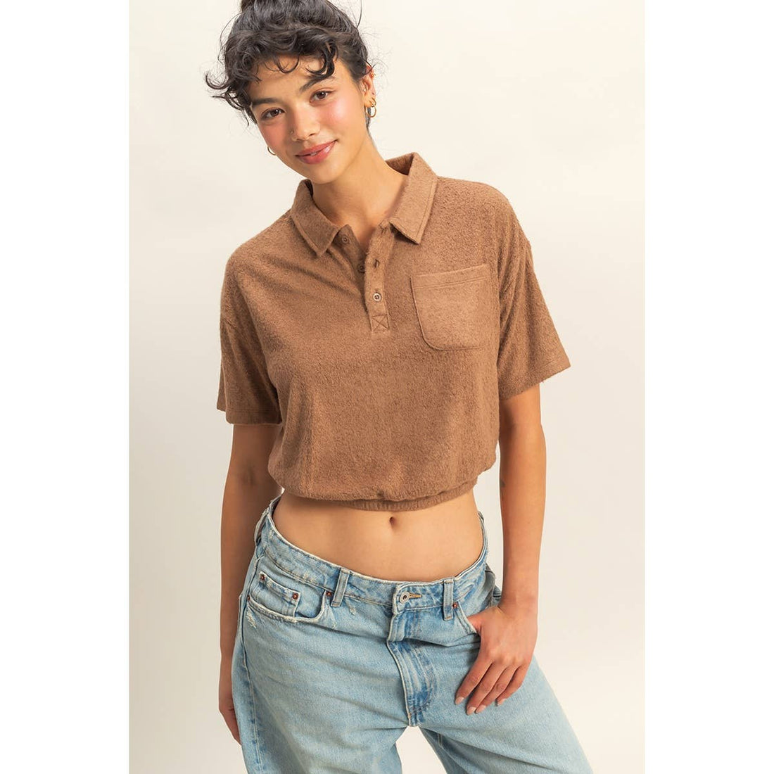 Collared Crop Top