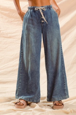 Denim Drawstring Pants