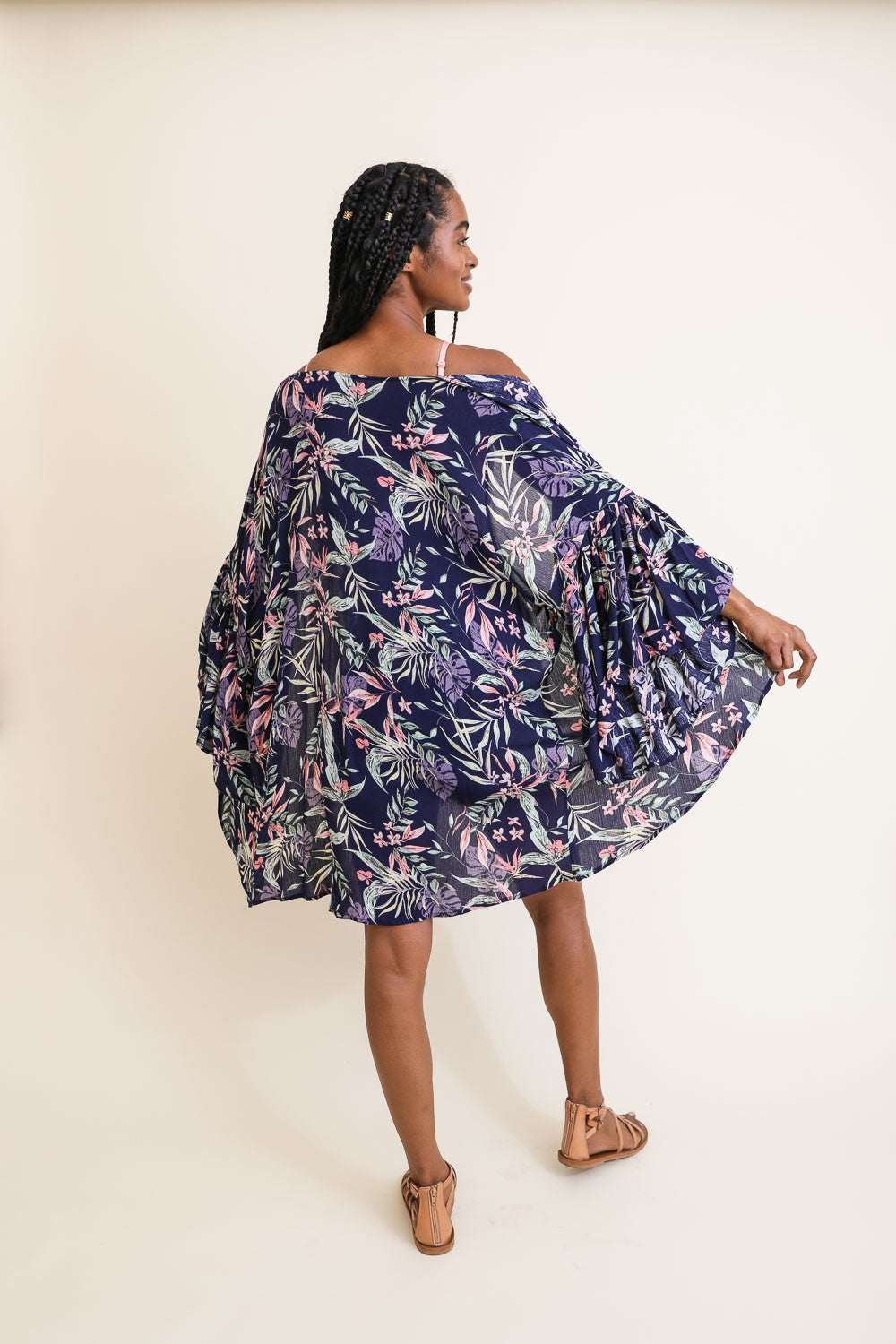 Tropical Drape Sleeve Kimono
