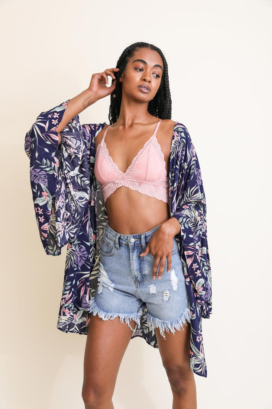 Tropical Drape Sleeve Kimono