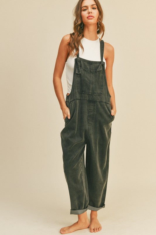 Washed Black Overalls