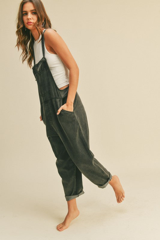 Washed Black Overalls