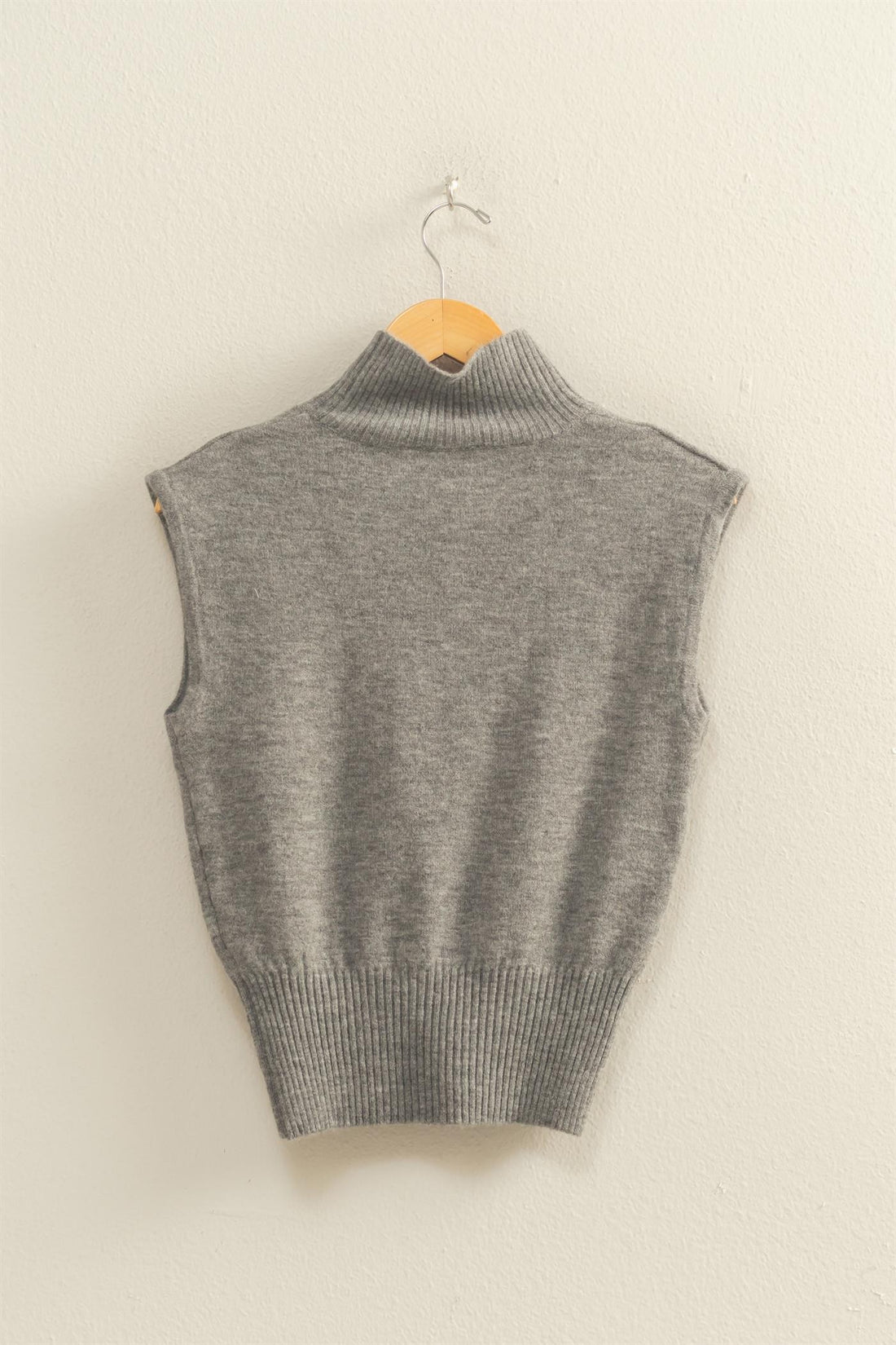Sleeveless High Neck Knit Top