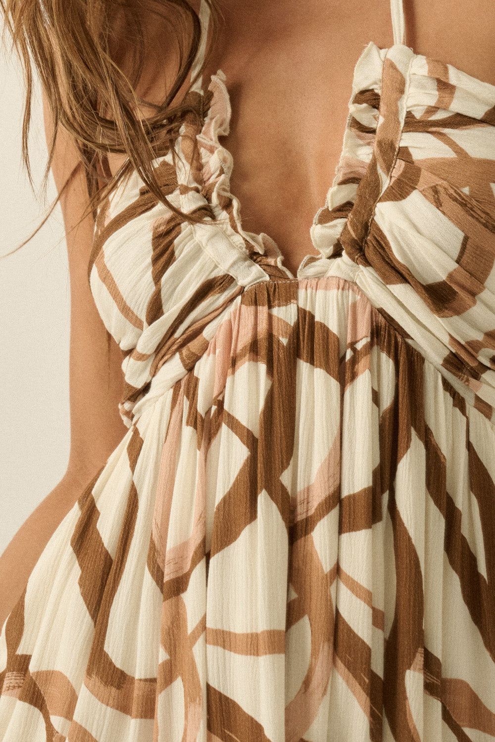 Ribbon Print Tie-Back Maxi