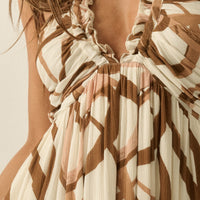 Ribbon Print Tie-Back Maxi