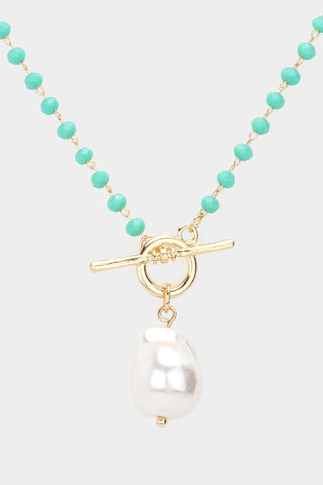 Pearl Pendant Toggle Necklace
