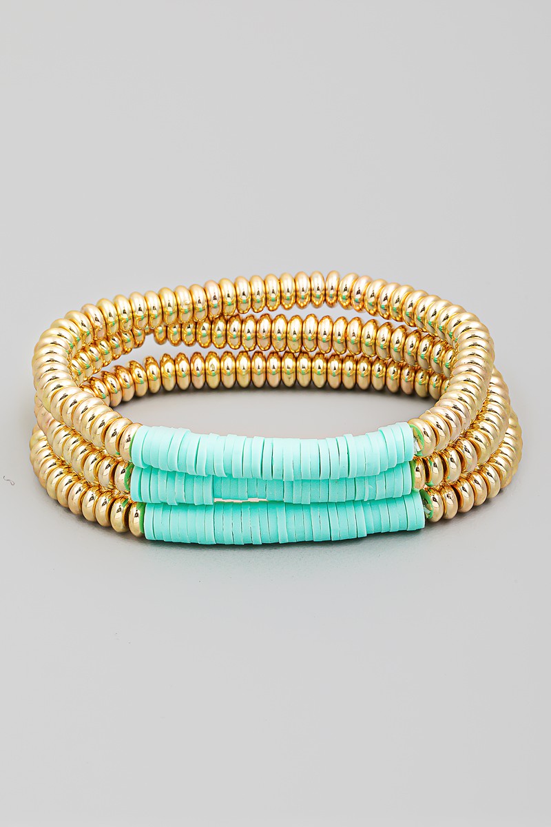 Mint Disc Bead Stack