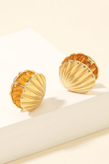 Gold Clamshell Earrings