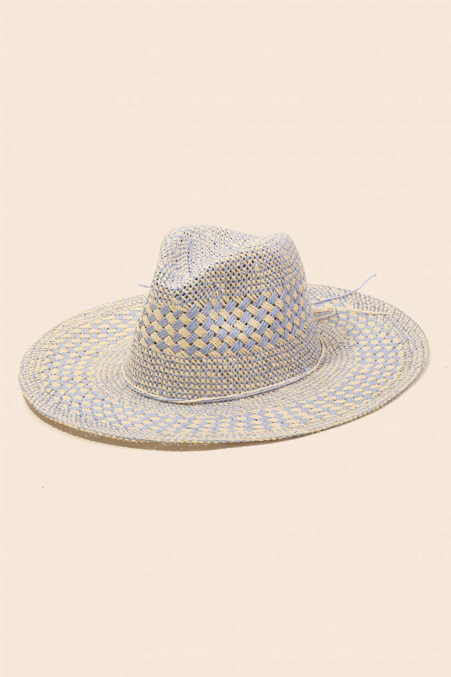 Checkered Straw Weave Sun Hat