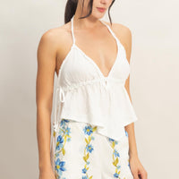 Textured Halter Tie Twist Top
